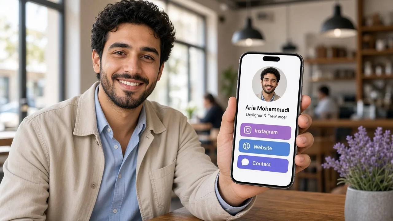 ساخت کارت ویزیت دیجیتال رایگان؛ صفحه لینک شخصی به‌جای کارت کاغذی